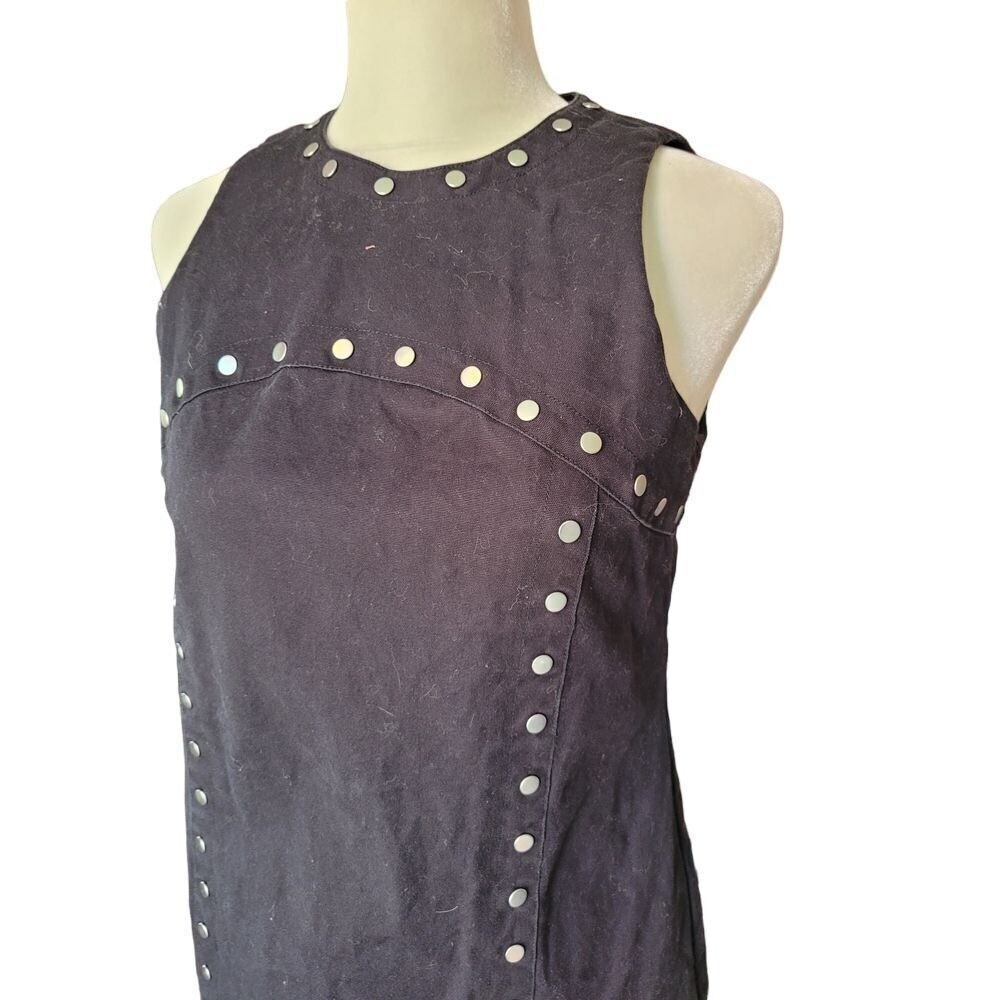 Kate Spade Saturday Black Studded Sleeveless Sheath Dress 2 Party Silver Luxury - Picture 4 of 9